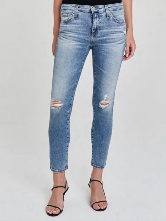 Ag Adriano Goldschmied Denim - AG Prima Crop Cigarette Crop Women’s Light Blue Distressed Skinny Jeans